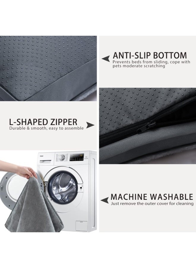 Premium Pet Mattress | Water-Resistant Base & Plush Sleeping Mat with Removable Cover, Anti-Slip Bottom for All Sizes (Grey, 29" x 18") - Image 3